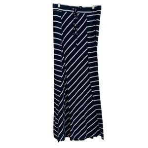 Maurice’s Women’s Soft Navy/White Striped Fit/Flare Drawstring Maxi Skirt Size M